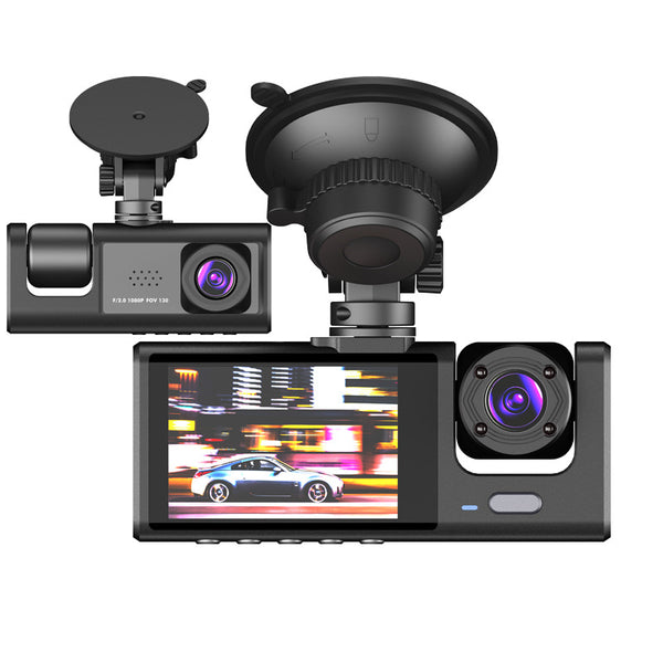 3-Lens 2-Inch Screen HD Night Vision Car Dash Cam